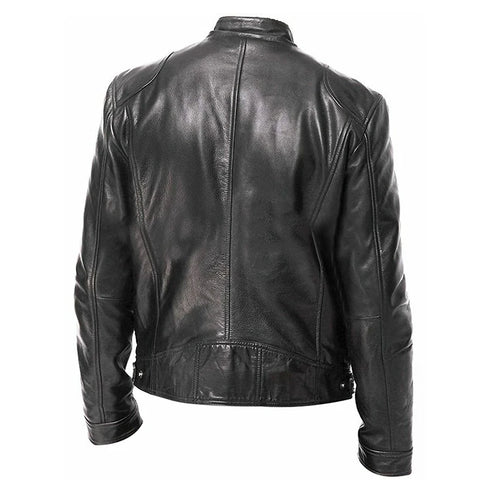 Slim Fit Casual Leather Motorcycle Jacket for Men - Stylish Autumn PU Coat with Lapel and Anti-Wind Features, Perfect for Everyday Wear